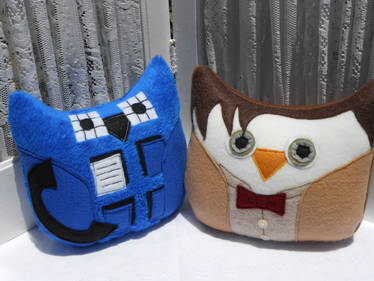 11th Doctor Who and Tardis inspired owl plushies