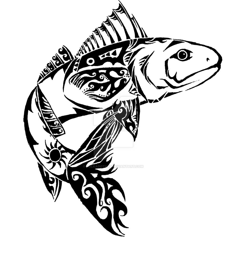 Tribal Red Fish Tattoo Idea