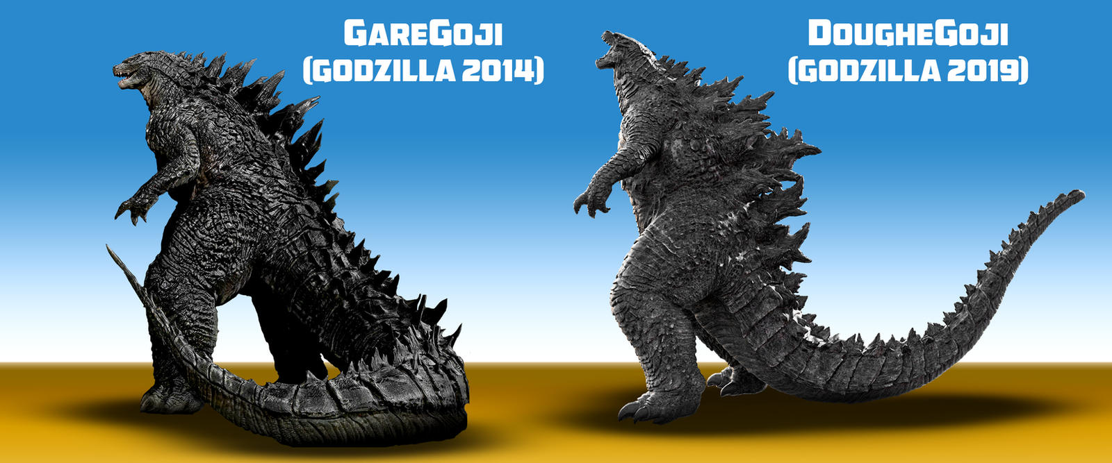 Godzilla 2014 2019 Comparison By Awesomeness360 On Deviantart