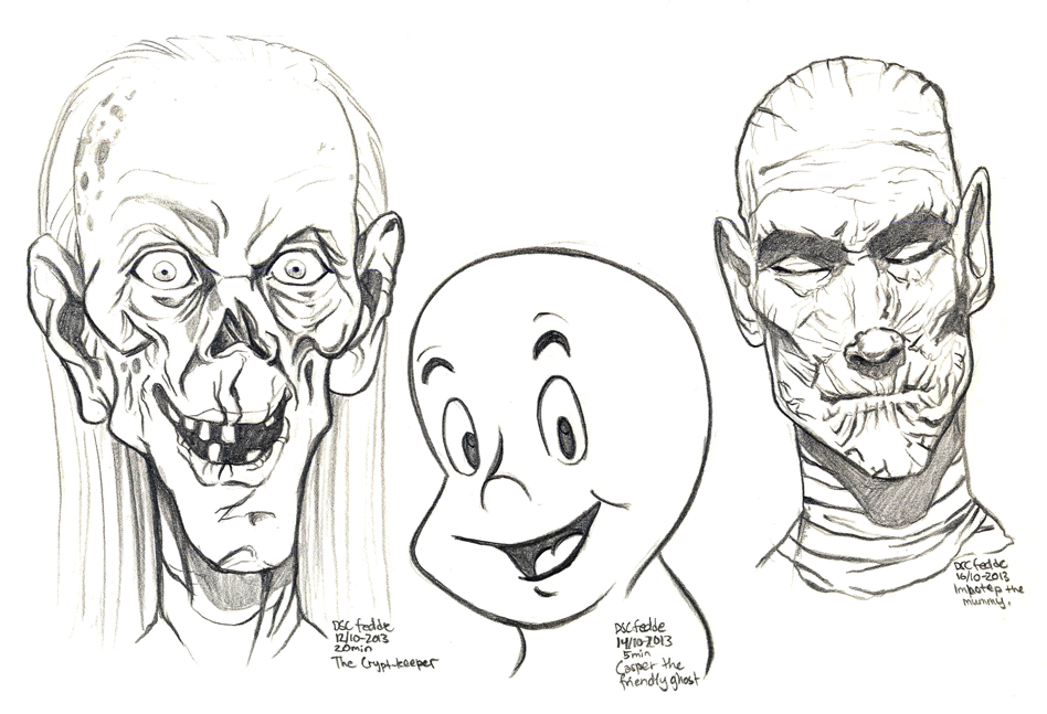 Daily Sketches Crypt keeper and Casper and Imhotep