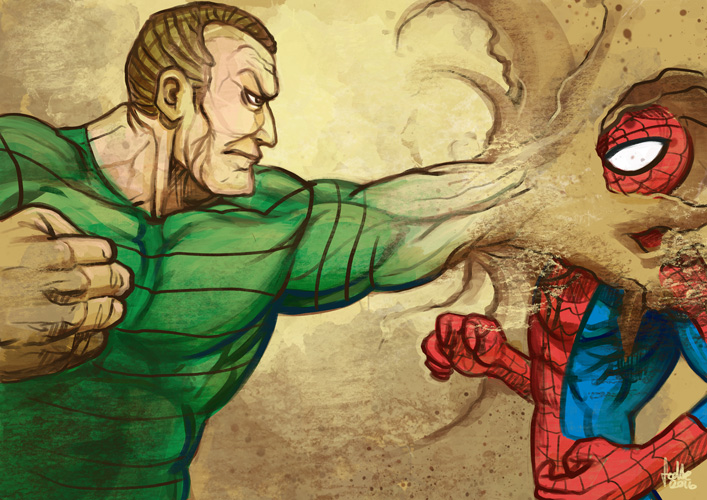 Daily Sketches Sandman vs Spiderman by fedde on DeviantArt