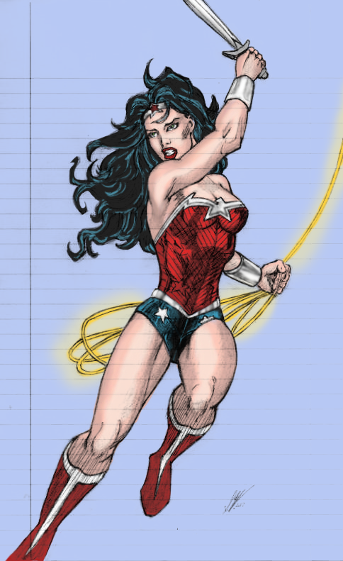 Wonder Woman Sketch Colored-In