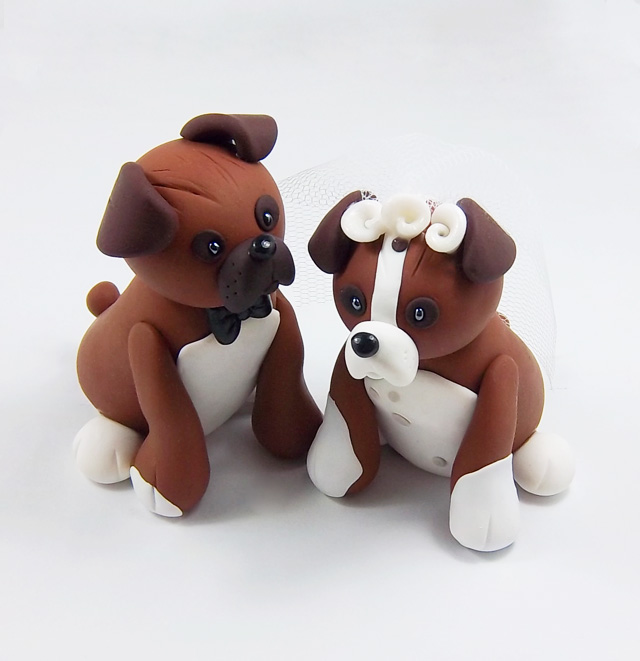 Boxer Dogs Wedding Cake Topper