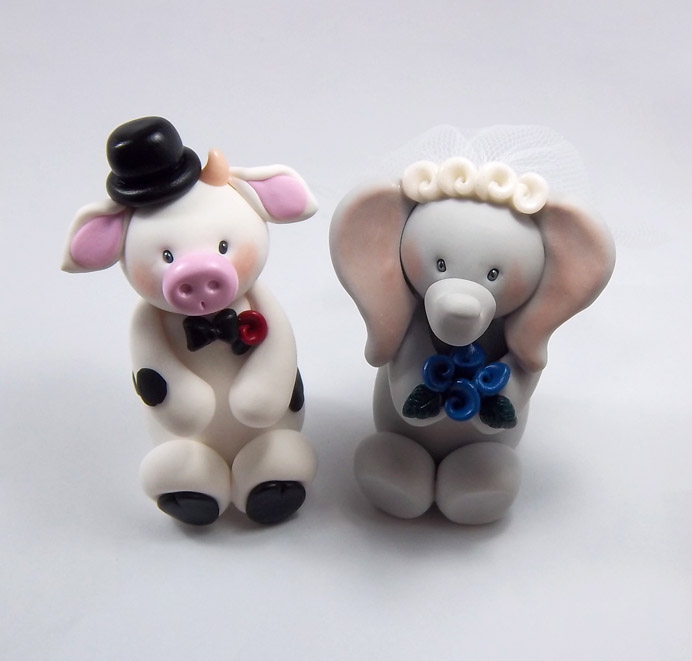 Bull and Elephant Wedding Cake Topper