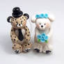 Cheetah and Polar Bear Wedding Cake Topper