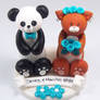 Panda and Cat Wedding Cake Topper