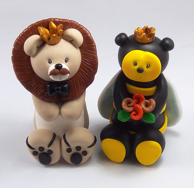 King Lion and Queen Bee Wedding Cake Topper