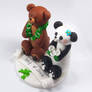 Brown Bear and Panda Bear Wedding Cake Topper