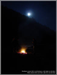 Moon and a fire