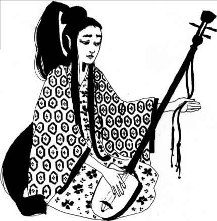 Shamisen player