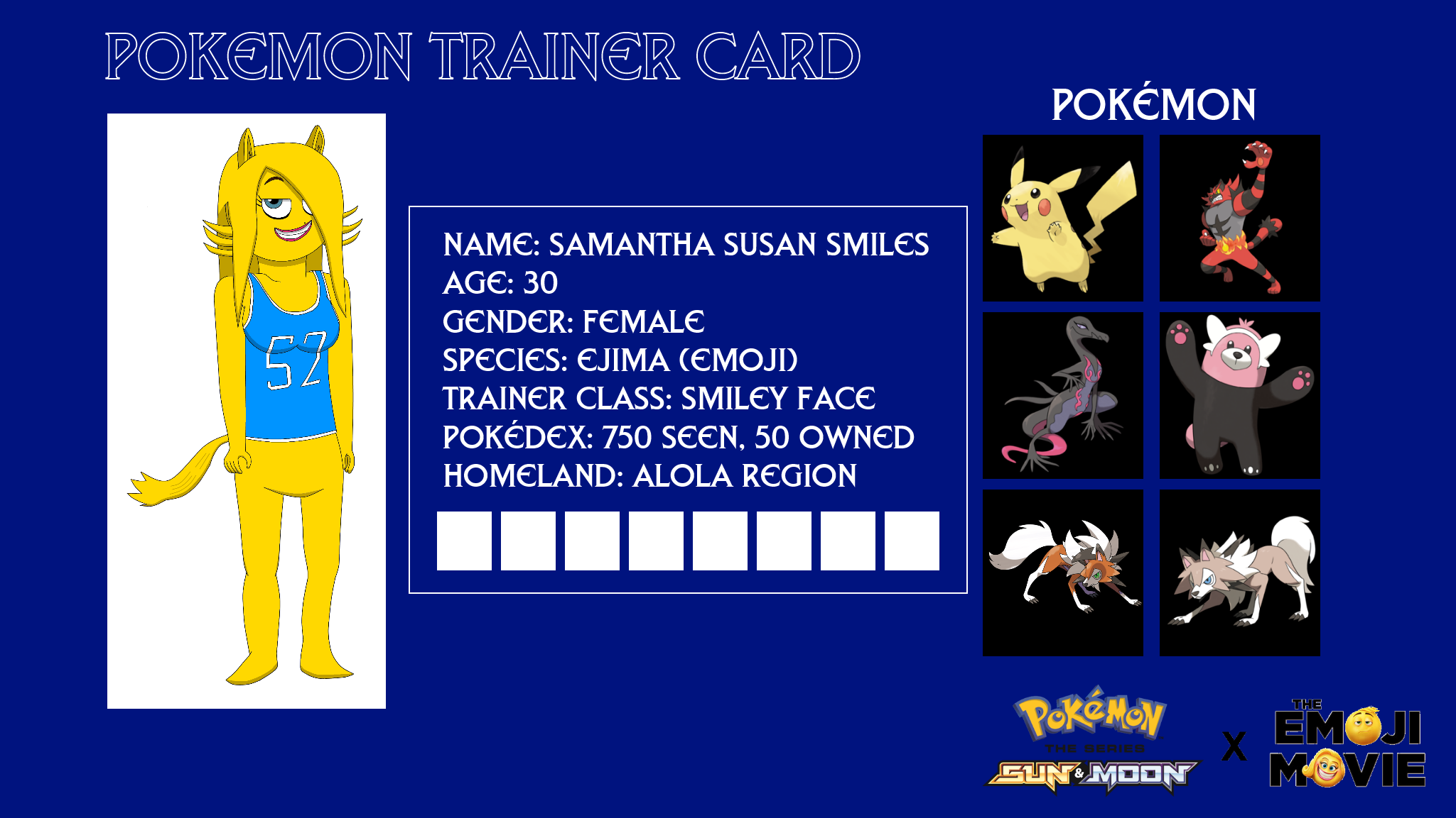 Samantha Smiles's Pokemon Trainer Card