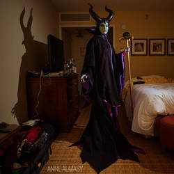 Maleficent in her hotel room
