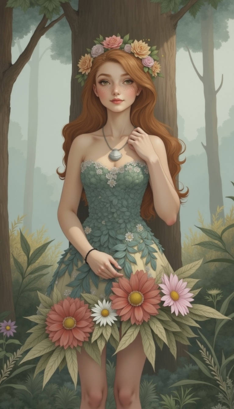 Emily in the leaf dress