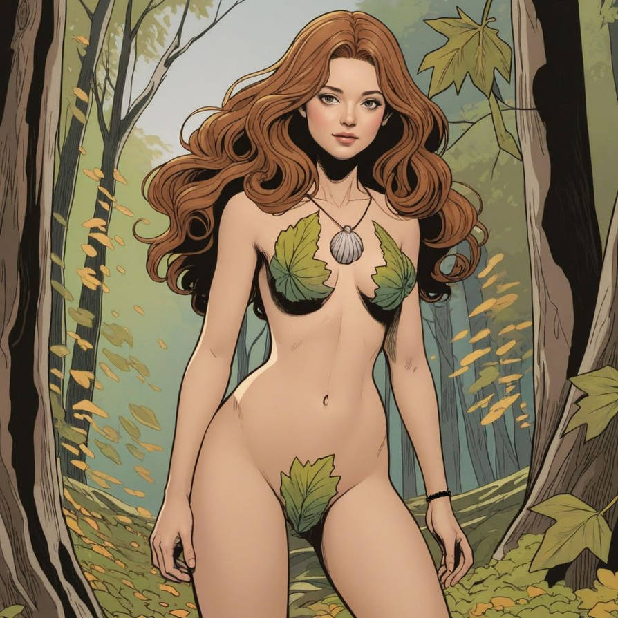 Emily wearing leaves