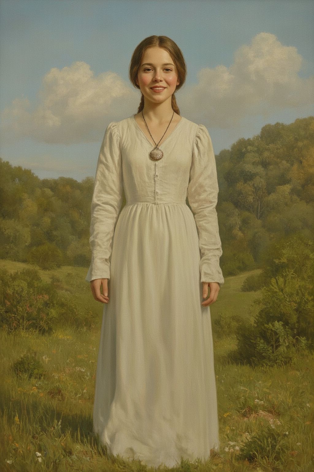 Emily wearing Aria's gown