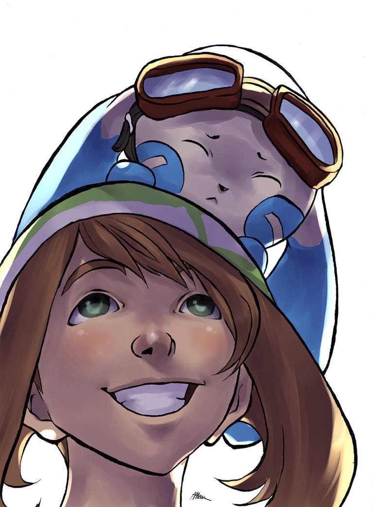 Haruka with Minun by MarisaArtist