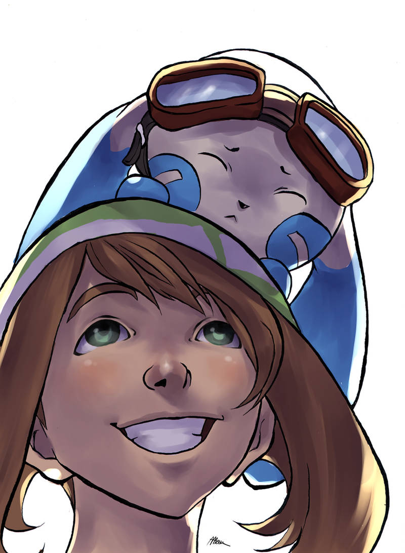 Haruka with Minun by MarisaArtist