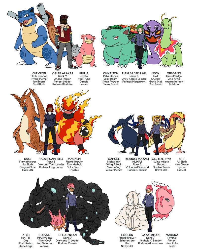 All Pokemon Rangers Ranger Leaders Ref V2 by tazsaints on DeviantArt