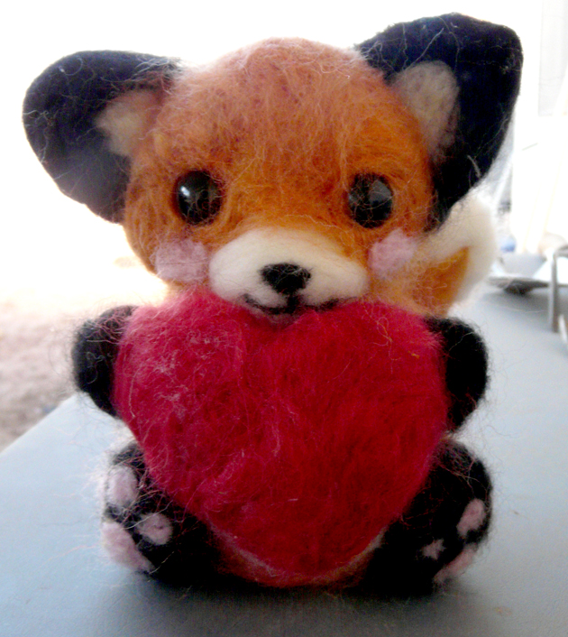 Needle felted Valentine's day fox -Sweetie