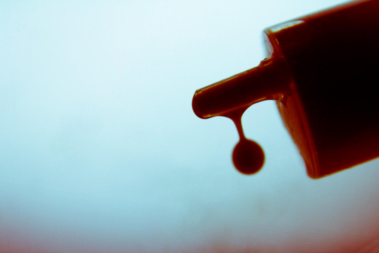 Syringe with blood