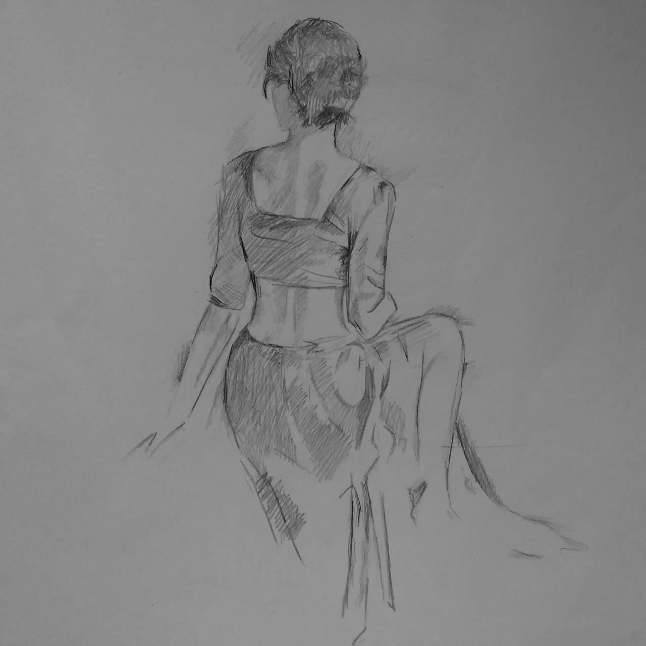 Girl back side sketch by puru7 on DeviantArt