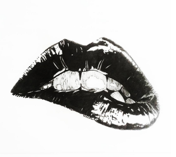 biting lip black and white c Ajar Bite Lips Glamour Female Mouth Stock Vector (Royalty Free) 662367712 Black and White Photo of