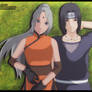 Itachi and Nayumi lie in the grass