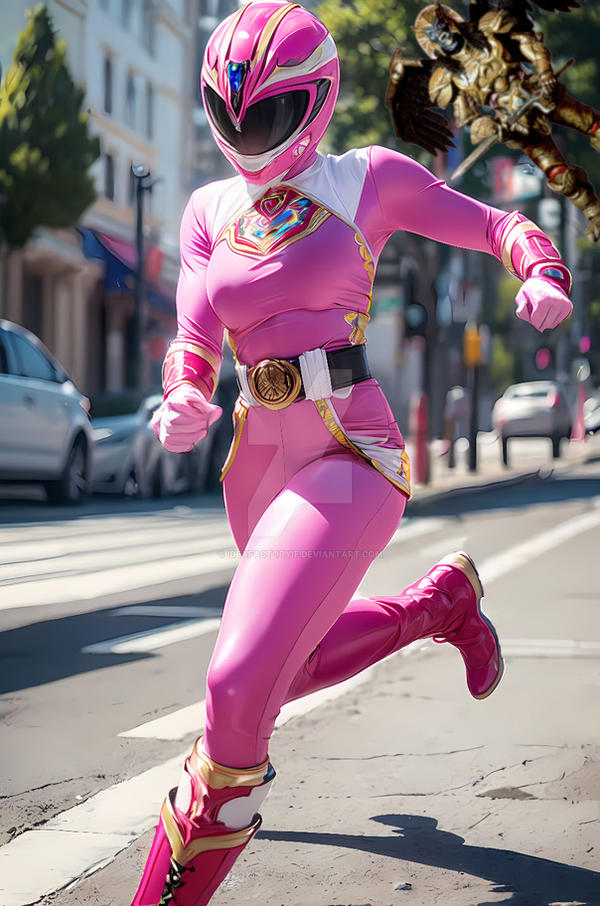 Pink Power Ranger running super heroine in peril by IdeaFactoryIF on ...