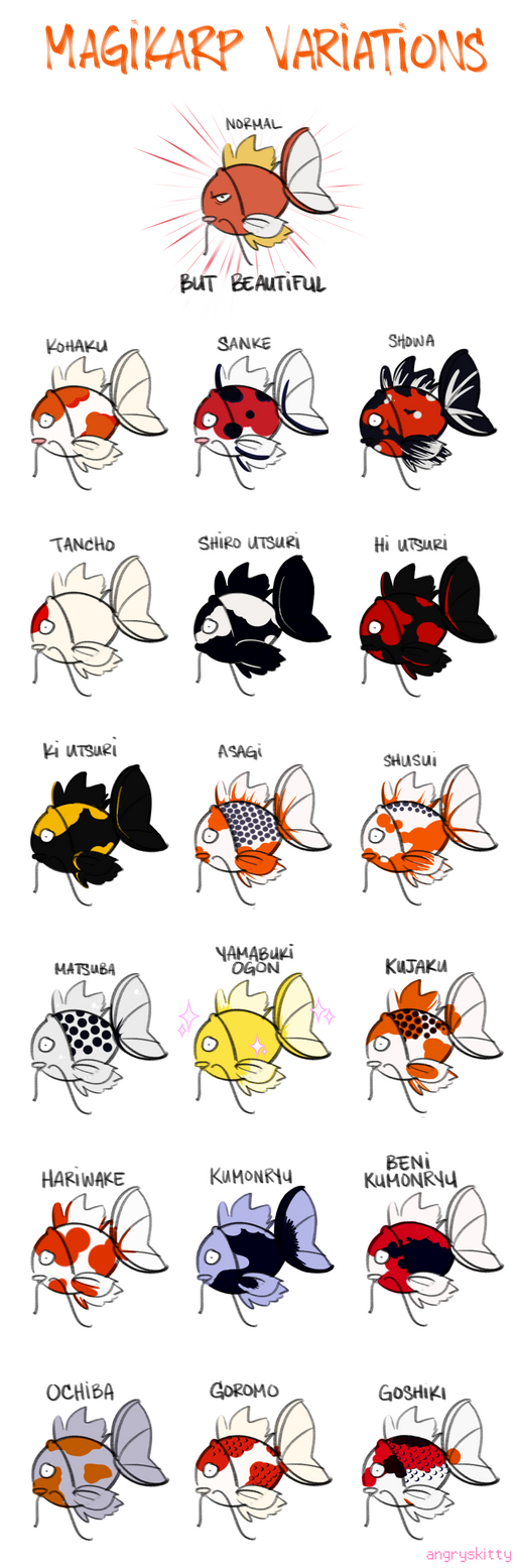 Magicarp Variations Magikarp Variations by Katarinu on DeviantArt