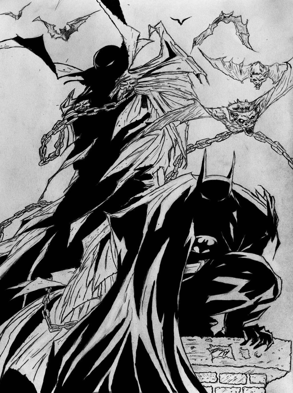 Spawn Drawing Inked Spawn and Batman Inked by artoflunatik on DeviantArt
