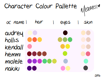 MeaMeii's Character Colour Pallette