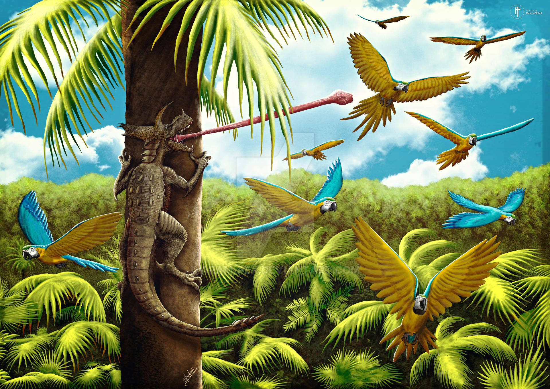 Omega Raptor Omegaraptor hunting Macaws by Aram-Rex on DeviantArt