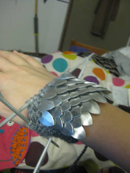 First Scalemail Knit Gauntlets