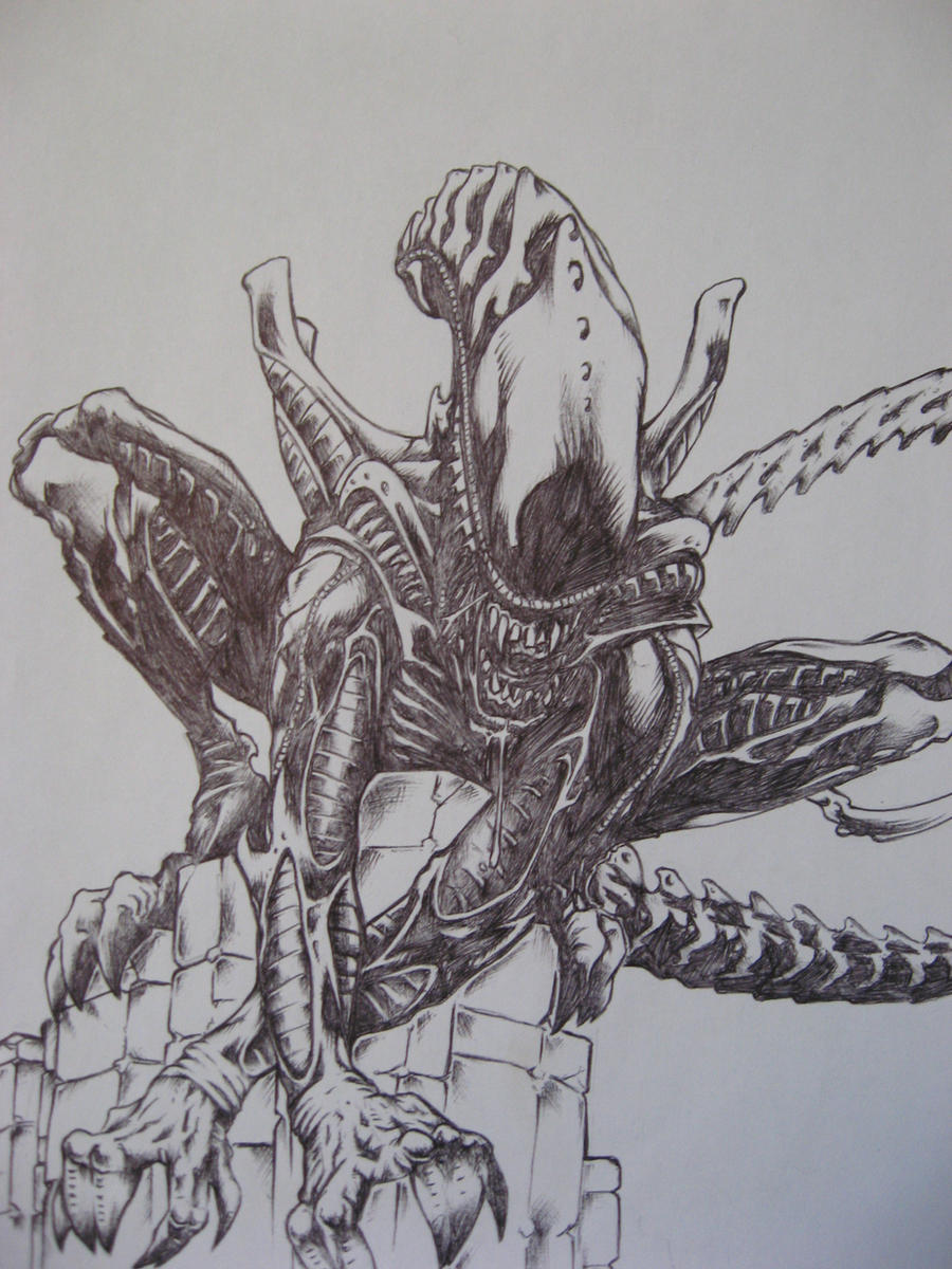 Alien pen drawing by DesBrown01 on DeviantArt