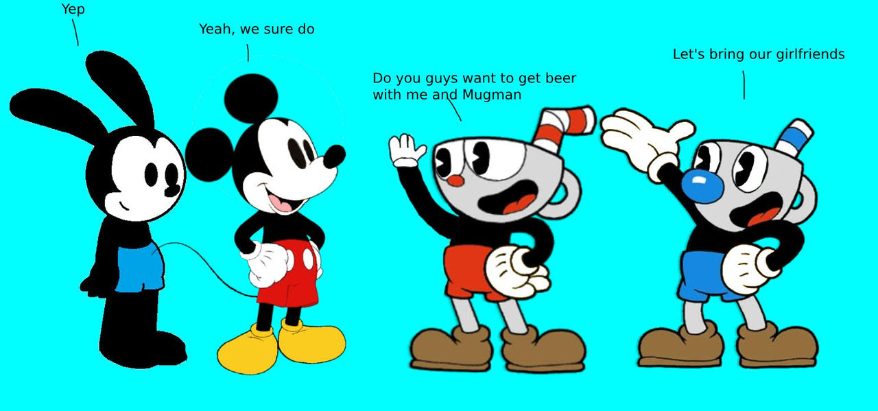 Mickey and Oswald meet Cuphead and Mugman by MickeyMouserocks28 on ...