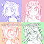 (YCH auction Headshots) Cute flower girls -CLOSED