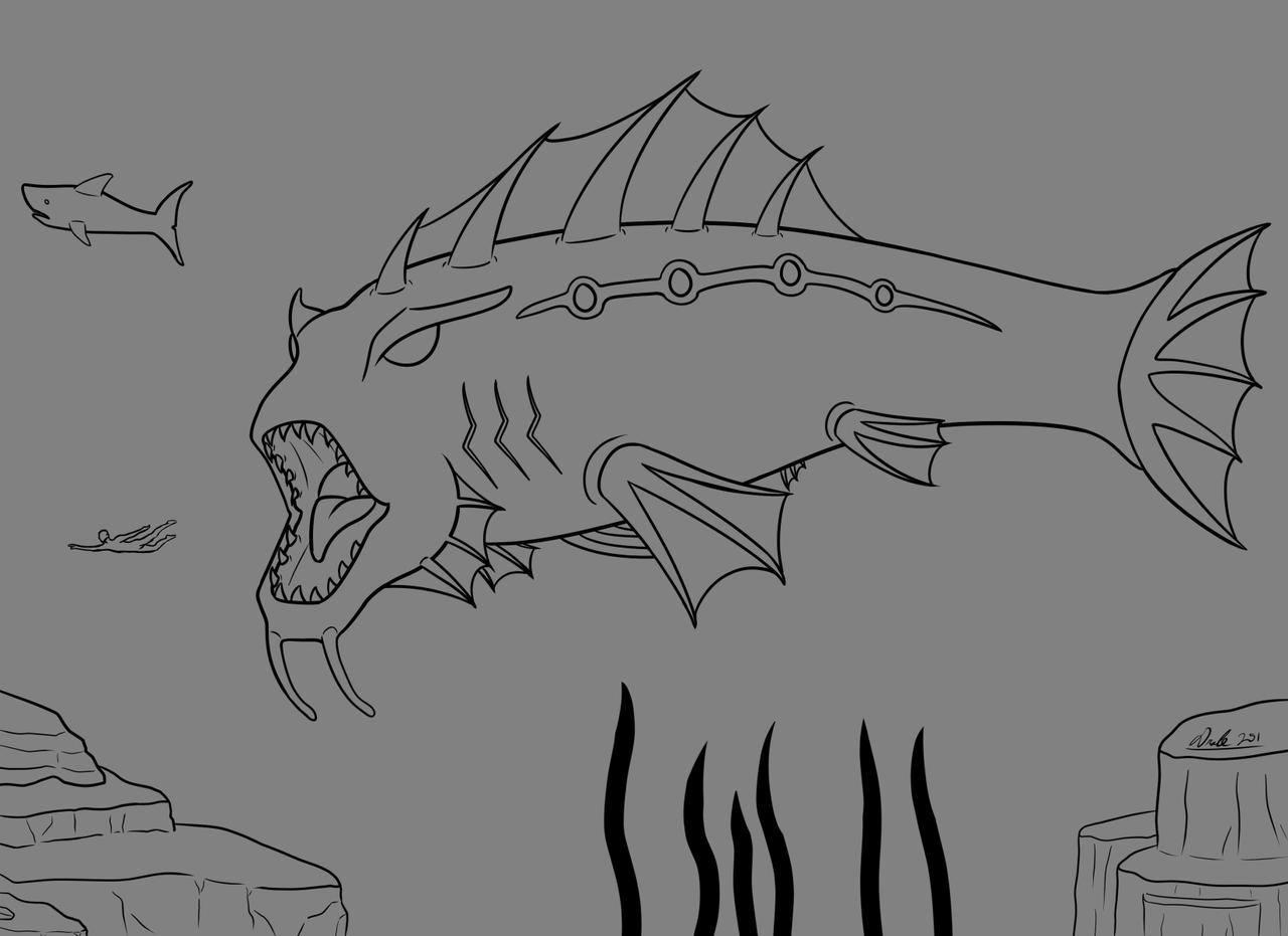 2020 Drawtober Day 1 - Fish