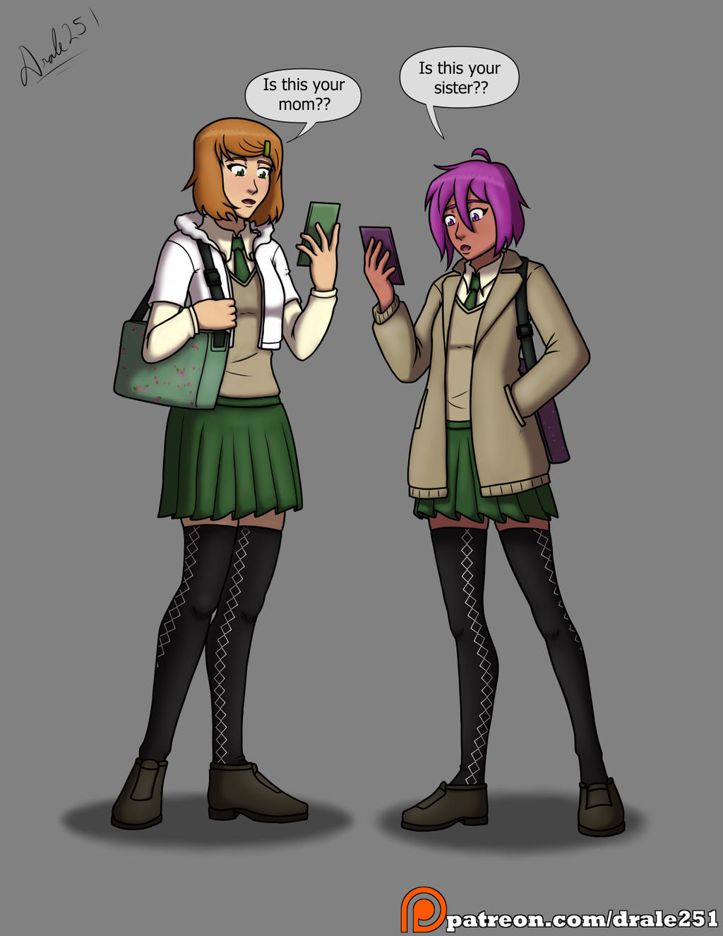 Ashley and Lilith in School Uniforms