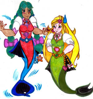 Pollyanna and Serenity Standing on Their Fishtails