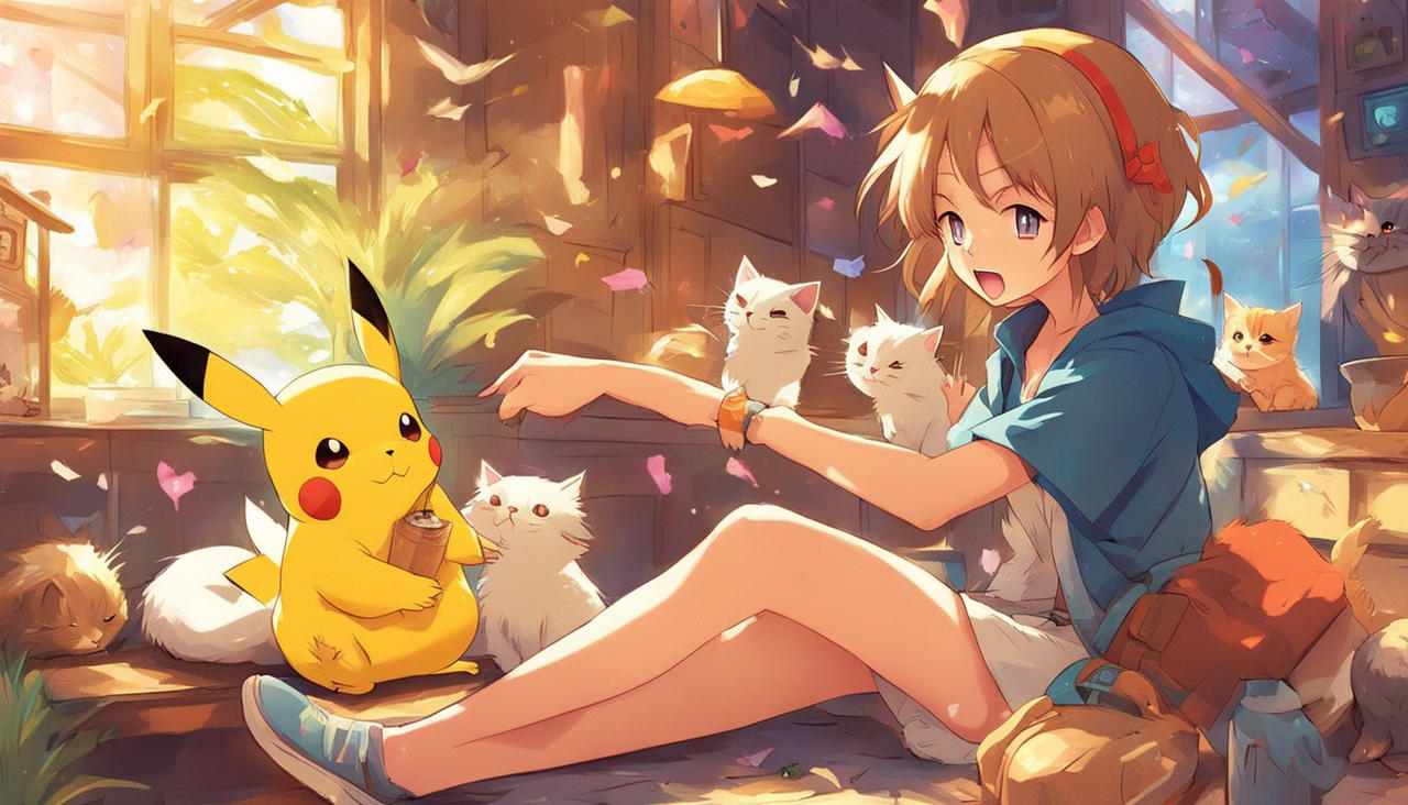 Pikachu playing with Cats by PeteTheRock2002 on DeviantArt