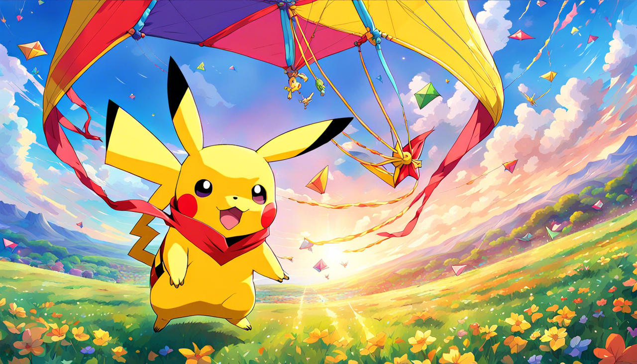 Pikachu Flies a Kite by PeteTheRock2002 on DeviantArt