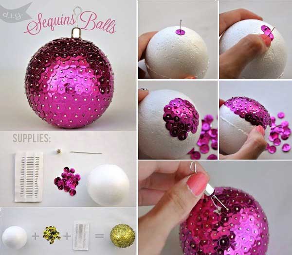 Sequin Balls - DIY Christmas Decorations