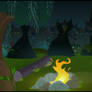 Spoopy campfire scene
