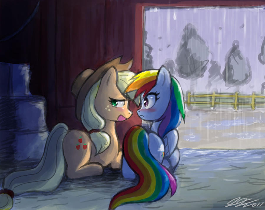 Apple and Rainbow in a Barn