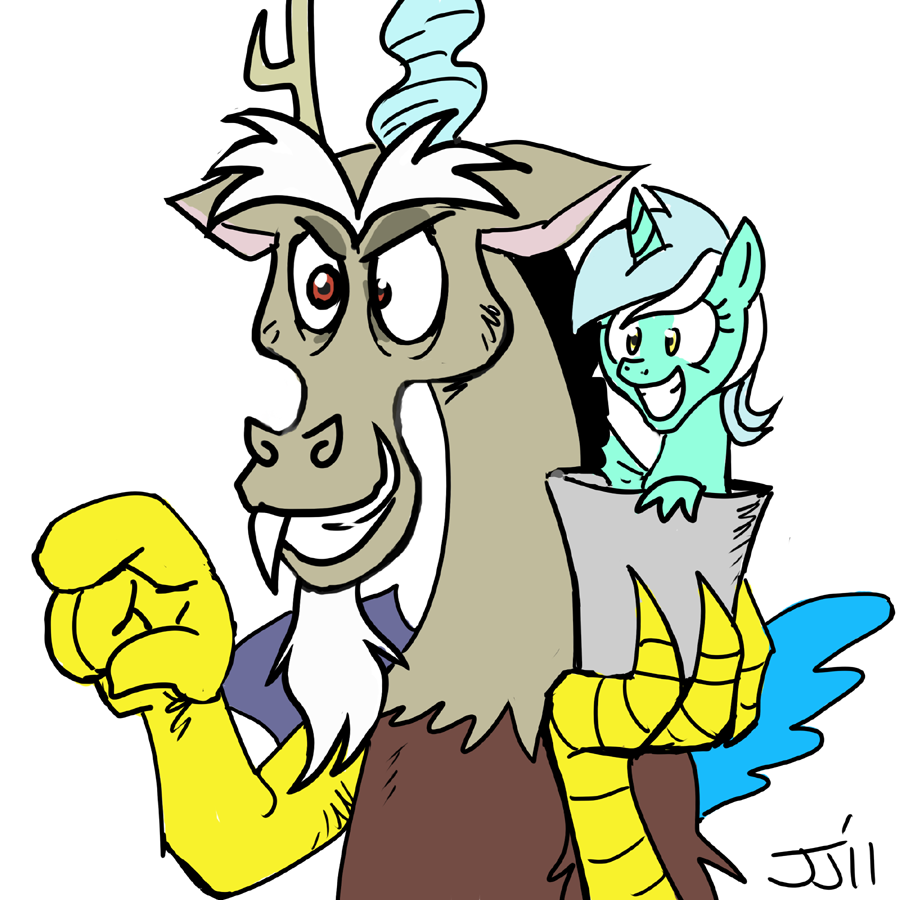 Discord and Sea Pony Lyra