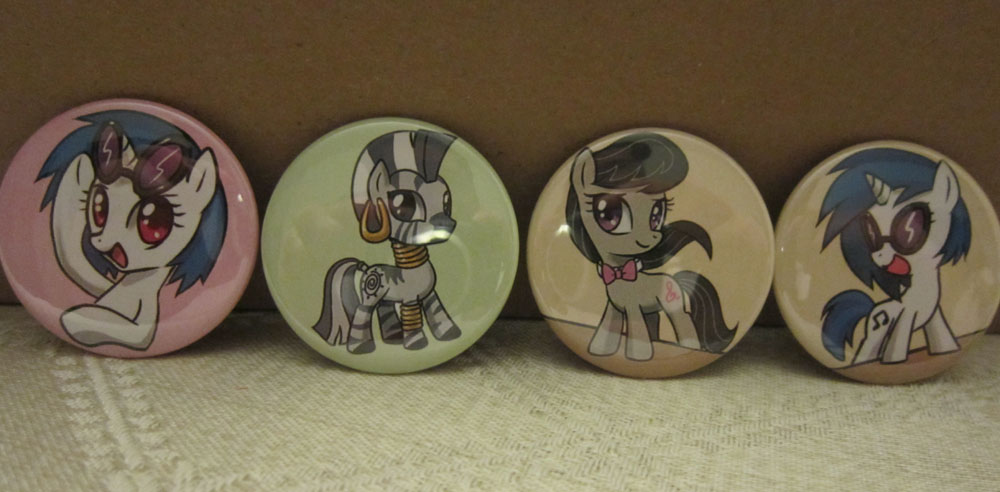 Vinyl Scratch, Octavia, and Zecora buttons