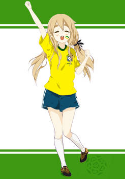 Mugi cheering for Brazil