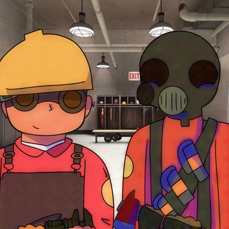 Engineer and Pyro gaming by Minecraftisgoodhehe on DeviantArt
