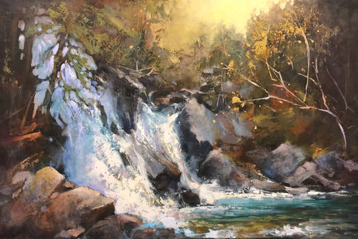 Rainbow Falls,Whistler, BC. acrylic 24 x 36