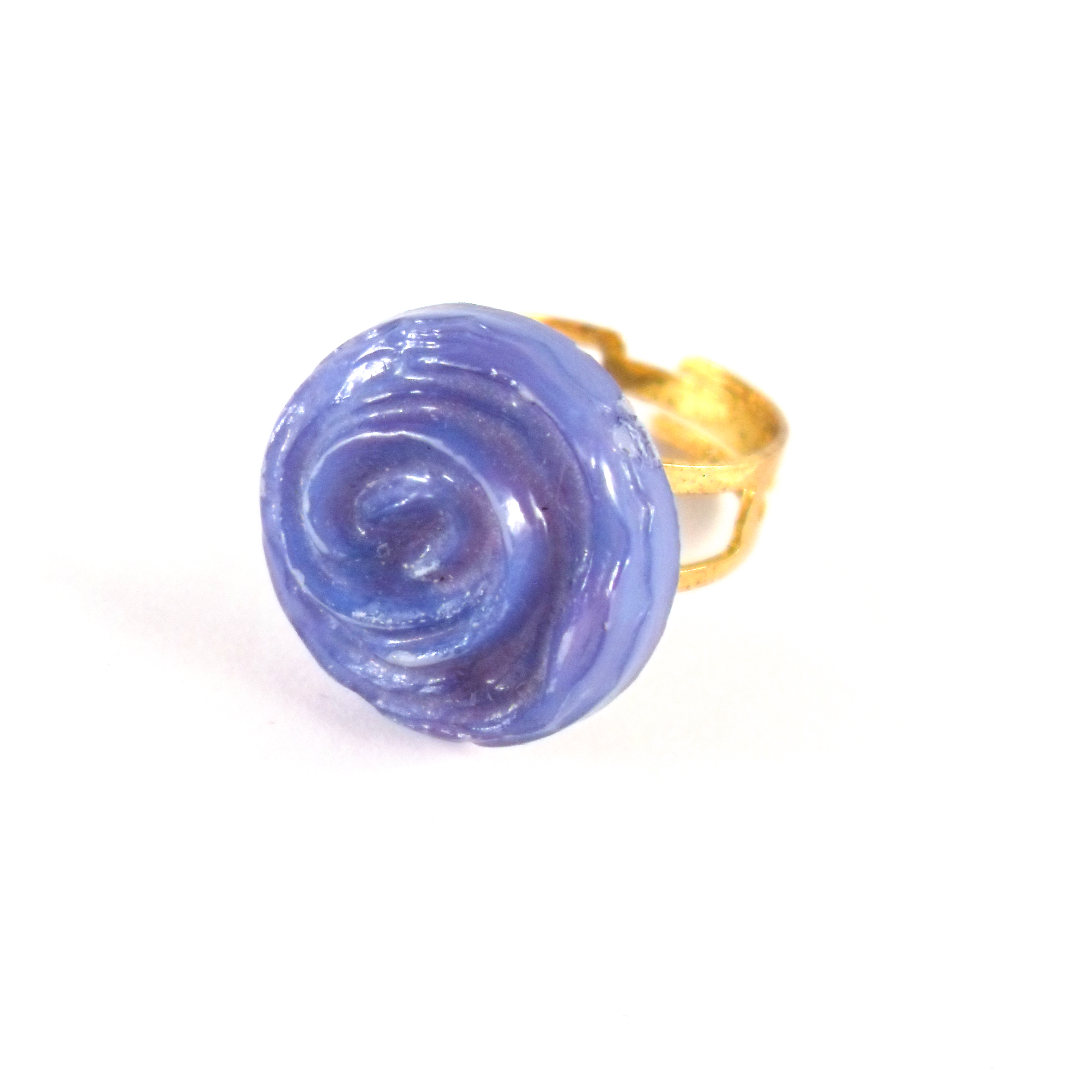 Blue Rose Button Ring